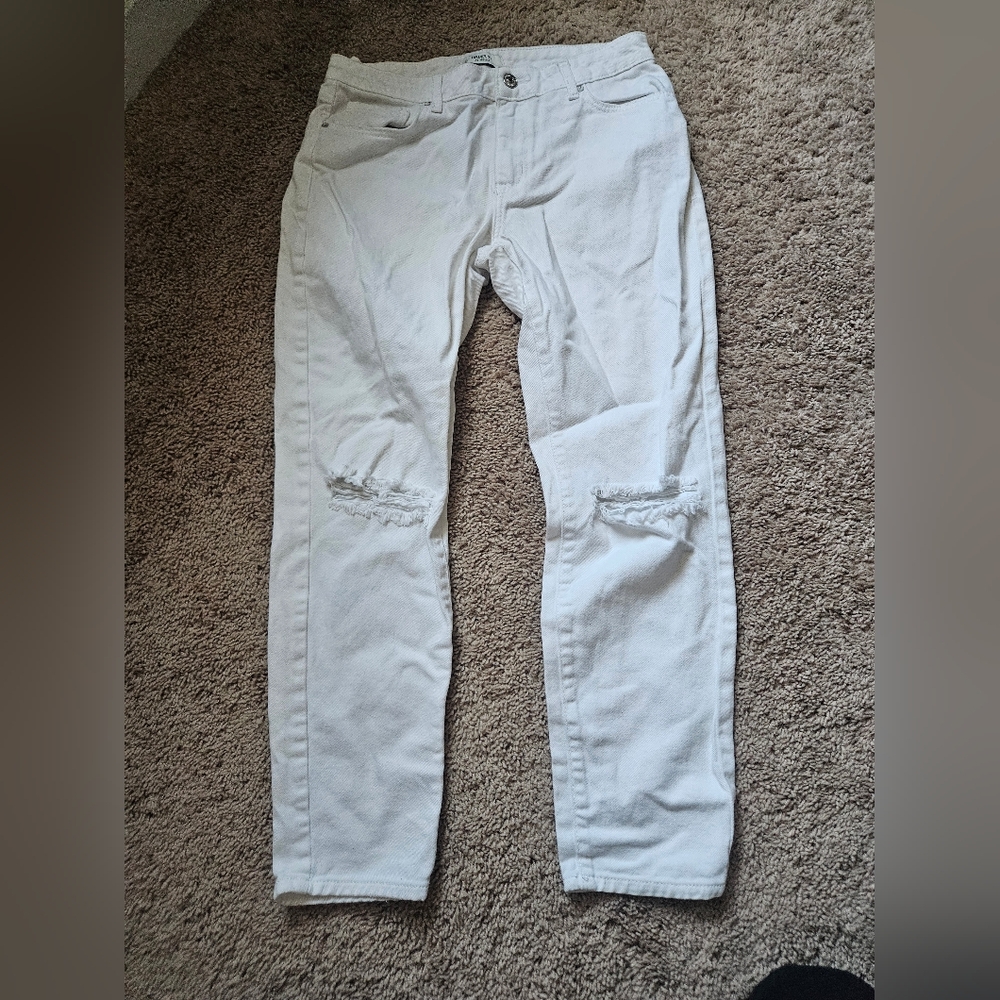Forever 21 White Capri Distress 26 6 Skinny Jeans